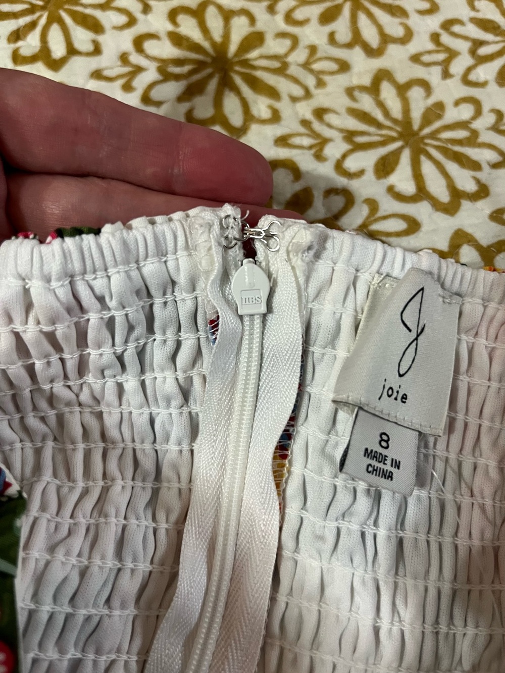 Joie Strapless Floral Sundress in White with Orange & Green - Picture 5 of 7